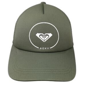 Roxy Trucker Hat Green OSFM Mesh Back Snapback Logo Circle Graphic Surf Beach